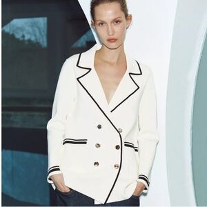 Zara double breasted knit blazer